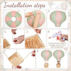 Meooeck 8 Sets Sage Green Pink Hot Air Balloon Table Centerpieces Decor - Image 4