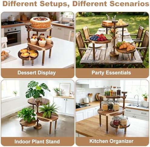 Cupcake Stand, Acacia Wood Cake Stand, Cupcake Display Stand, Wedding Cake Stands, 360° Rotatable Cupcake Stands for Party, 3 Tier Cupcake Stand, Cup Cake Tower Stand for Birthday Anniversary Party Decoration - Image 7
