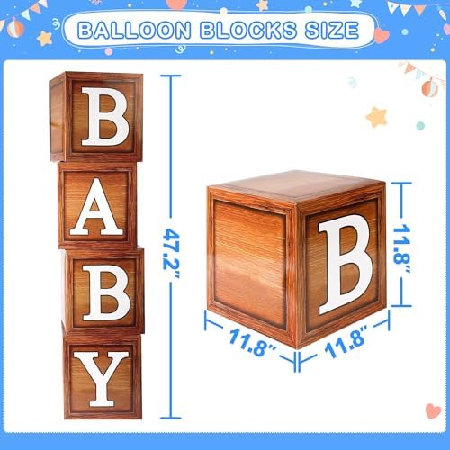 Party Spot！Bear Baby Shower Decorations Boy,80 pcs Balloons,4 Wood Grain Blocks with Letter,"We can bearly wait" Backdrop,Banner,Tablecloth,Balloon Pump, Blue Brown Bear Theme - Image 6
