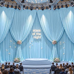 40ftx10ft Wrinkle Free Blue Backdrop Curtain - 10 Feet Photography Backdrop Drapes, Silky Polyester Back Drop Cloth for Wedding Baby Shower Balloon Arch Background - Image 2
