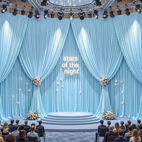 40ftx10ft Wrinkle Free Blue Backdrop Curtain - 10 Feet Photography Backdrop Drapes, Silky Polyester Back Drop Cloth for Wedding Baby Shower Balloon Arch Background - Image 2