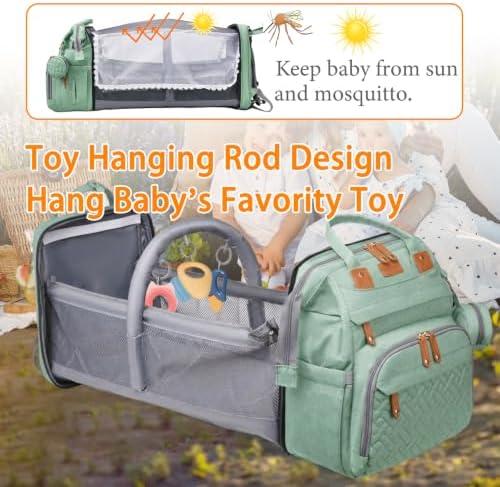 Astro alan Baby Diaper Bag with Changing Station, Waterproof Diaper Bag Backpack for Moms Dads with USB Charging Port, Baby Shower Gifts, Large Capacity diaper backpack, Pale Green - Image 2
