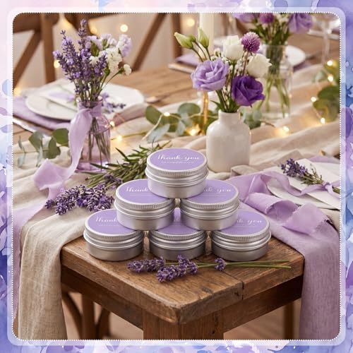 MTLEE 50 Pcs Purple Wedding Thank You Candles Gifts for Guests, Bridal Shower Baby Shower Favors, 1 oz Mini Purple Lavender Scented Soy Wax Candles Tin Bulk for Birthday Aromatherapy Party Favors - Image 5