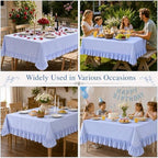 Striped Ruffled Tablecloth 60x120 Inch Cotton Polyester Striped Tablecloth Rectangular Fits 8-10 Seater Table Farmhouse Vintage Table Cover for Home Kitchen Baby Shower Birthday Party Picnic (Blue) - Image 6