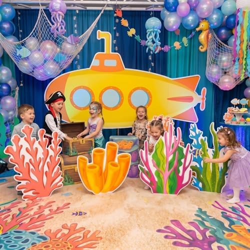 5 Pcs Large Under The Sea Cutouts Decorations with Stand - Image 6