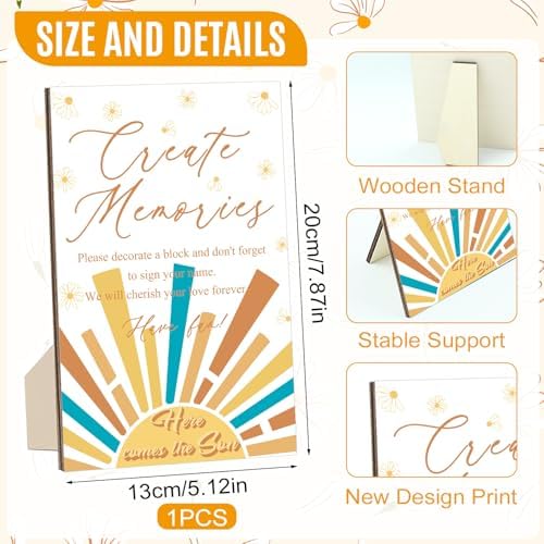 97 Pcs Sun Baby Shower Games Sign Kit, Sun Theme Party Decoration, Including Game Sign DIY Blank Wooden Block Painting Pen to Draw Your Idea for Sun Baby Shower Party Game Gender Reveal Party - Image 3
