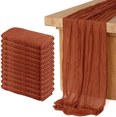 12 Pack Cheesecloth Table Runner, Runner Gauze Boho Wedding Decor Romantic Table Runner for Wedding Birthday Party(35" x 118") (Terracotta) by Home