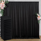 60 ft x 10 ft Wrinkle Free Black Backdrop Curtain for Parties, 12 Panels 10ft Polyester Black Photo Backdrop Drapes for Graduation Birthday Wedding Party Stage Curtains by Outpain