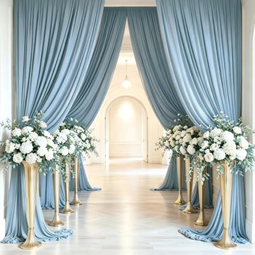 Dusty Blue Backdrop Curtains for Wedding, Wrinkle Free Polyester Photography Backdrop Drapes 16x10FT Photo Backdrop for Baby Shower Birthday Parties Stage Photoshoot Background Decorations - Image 5