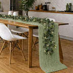 Cinrobiye 11pcs Cheesecloth Table Runner Set 120 Inch – Gauze Table Runner with Napkins, Eucalyptus Garland & String Lights for Wedding Baby Shower Table Decor, Rustic Boho - Image 5