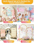 Wedding Arch Backdrop Stand 5FT, 6FT Gold Metal Arch Stand Set of 2, Balloon Arch Stand for Wedding Baby Shower Birthday Ceremony Party Graduation Decoration - Image 4
