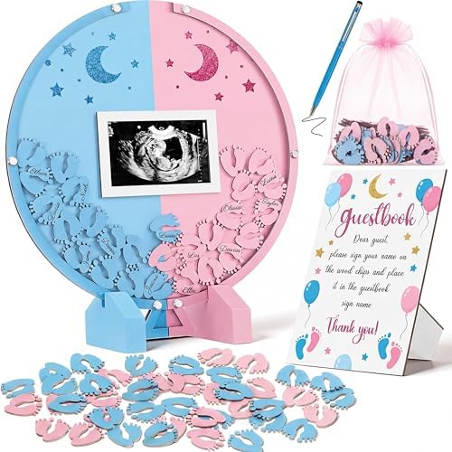 Kosiz 65 Pcs Gender Reveal Baby Shower Guest Book Alternative for 60 Guests by Kosiz