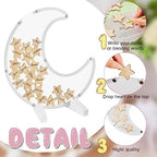 Kosiz Baby Shower Guest Book Alternatives Baby Shower Decorations with Wooden Chips for 60 Guests Sign Picture Frame Pregnancy Keepsake for Soon to Be Moms(White Moon) - Image 3