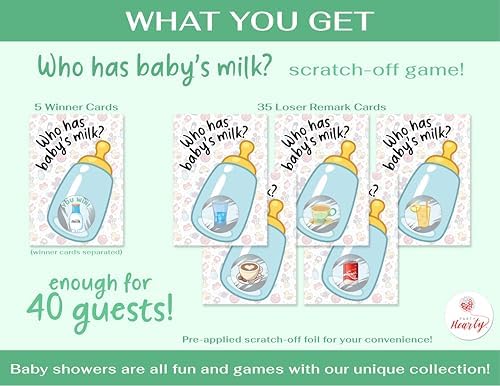 Party Hearty Baby Shower Scratch-Off Game, Fun Emoji Cards - Blue Bottle (Pack of 3) - Image 3