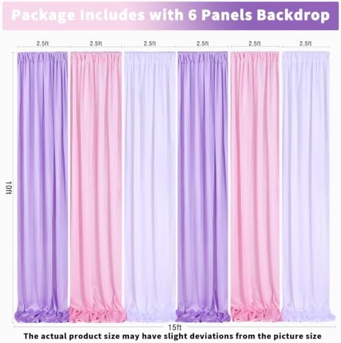 Mermaid Backdrop Curtain 15ftx10ft - White Pink Lavender Satin Drapes - Image 4