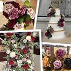 50pcs Burgundy Maroon Foam Fake Roses with Stems Dark Red Mauve Artificial Flowers Real Looking for Wedding Bouquets Bridal Shower Centerpieces Floral Arrangements Party Tables Home Decor Bulk - Image 5