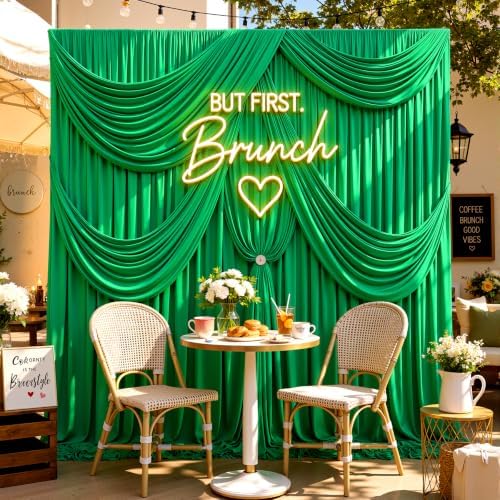 10×10 Green Backdrop Curtain for Wedding Parties Decor Wrinkle Resistant - Image 5