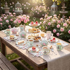 Yungyan 216 Pcs 72 Guest Tea Party Plates and Napkins Sets Floral Tea Party Supplies 6" Paper Plates, 9 oz Cups and Saucers Disposable Tableware Set for Birthday Wedding Bridal Shower Decorations - Image 4