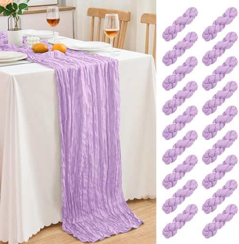 18 Pack Lilac Purple Cheesecloth Table Runner 21.5x120 Inch,Semi Sheer Boho Gauze Cheese Cloth Fabric Table Runners 10 FT Long for Wedding Party Baby Shower Birthday Home Decor by Unknown