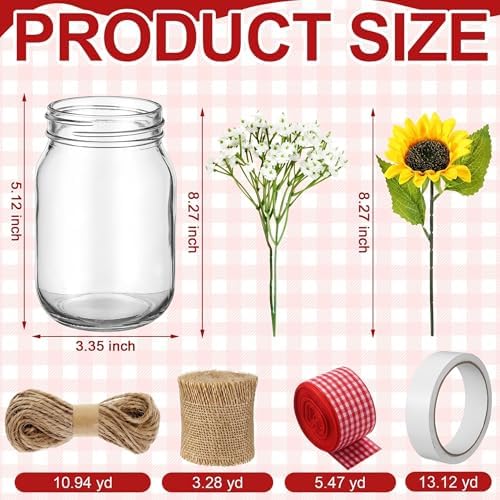 Daifunli 6 Set Picnic Party Centerpieces for Table Mason Jar Table Decor - Image 3