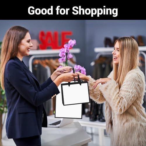 EUSOAR Small Paper Bags, 50pcs 8.6"x3.9"x7"Thank You Gift Wrap Bags with Handles Bulk, Shopping Present Wrapping Bag Bulk Grocery Retail Craft Wedding Birthday Party Favor Bag - Image 4
