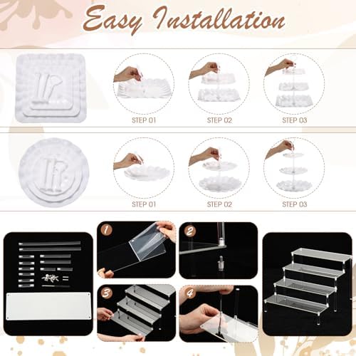 LemonRoad 19 Pcs Cupcake Stand Holder Dessert Table Display,White and White - Image 3