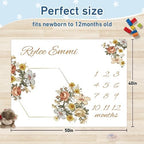 Personalized Baby Milestone Blanket for Boys Girls Baby Month Blanket- First Year Calendar Monthly Growth Chart - Flower Theme Halloween Birthday Gifts for Infant Todder(FixedSize) - Image 3