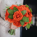 100 Pcs Artificial Rose Flowers, Burnt Orange - Image 3