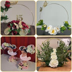 YALLOVE 10 PCS 14 Inch Floral Hoop Table Centerpiece, Gold Metal Wreath Ring Stand with Crystal Clear Acrylic Base for Balloon and Flower Decoration, Flower NOT Included - Image 5