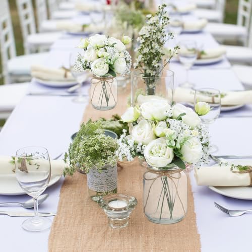 Zeyune 12 Sets Mason Jar Flowers Centerpiece Table Decorations,Green - Image 6