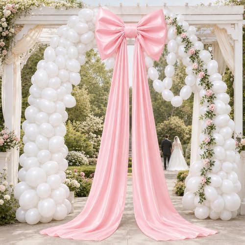 Giant Pink Bow with 100 Balloons Flower Vine for Wedding Backdrop - Image 5