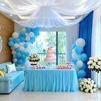1-Pack Blue 2-in-1 Tulle Tablecloth for 5-Foot Rectangular Table - Image 6