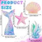 4 Pcs Large Mermaid Birthday Decorations | Under The Sea Party Decorations Mermaid Tail Shell Seaweed Starfish Cardboard Cutouts Standup Photo Booth Props for Baby Shower Wedding Ocean Theme Party - Image 3
