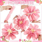 SUNBEAUTY 12PCS Large Paper Flowers 12 Inch Pink Orange Tissue Paper Flowers Pink Orange Giant Crepe Paper Flowers for Girl Women Birthday Wedding Flower Backdrop Wall Spring Garden Party Supplies - Image 4
