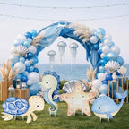 4 Pack Under the Sea Baby Shower Decorations Sea You Soon Baby Shower Decorations 23 Inch Ocean Animal Cardboard Cutout Blue Turtle Seahorse Starfish Shell Stand-ups Photo Booth Props by Unknown