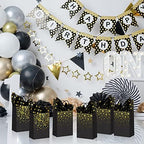 32Pcs Black and Gold Gift Bags with 32 Tissue Paper Heart Stars Dots Styles - Image 5