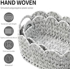Set of 2 Scalloped Baskets, Small Wicker Baskets for Gifts, Grey - Image 5