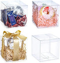 Tuanse 100 Pcs Clear Favor Boxes Plastic Clear Gift Boxes 4 x 4 x 4Inch Transparent PVC Candy Gift Package for Teacher Students Graduation Party Wedding Bridal Baby Shower Cupcake Macaron Cookie by Tuanse
