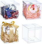 Tuanse 100 Pcs Clear Favor Boxes Plastic Clear Gift Boxes 4 x 4 x 4Inch Transparent PVC Candy Gift Package for Teacher Students Graduation Party Wedding Bridal Baby Shower Cupcake Macaron Cookie by Tuanse