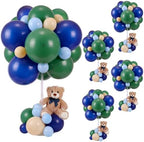 Foilswirl 213 Pcs Tartan Plaids Bear Baby Shower Table Centerpieces Set of 5 Preppy Bear Blue Green Balloon with Stand for Boy Baby Shower Gender Reveal Birthday Wedding Party Decorations by Foilswirl