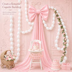 Giant Pink Bow with 100 Balloons Flower Vine for Wedding Backdrop - Image 4