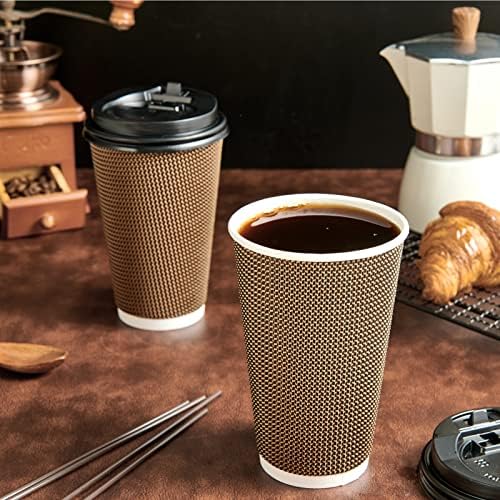 LITOPAK 80 Pack 16 oz Disposabel Paper Cups, Coffee Cups with Lid, Stirrers - Image 5