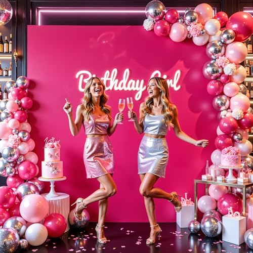 Besutolife Square Arch Backdrop Cover, 8×8 FT Spandex Arch Covers Stretchy Fitted Balloon Arch Stand Cover for Wedding, Birthday Party, Baby Shower, Photo Booth, Graduation Ceremony, Magenta - Image 2
