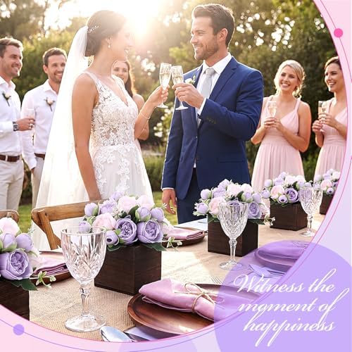 6 Sets Artificial Peonies Flower Table Centerpieces, Mixed Purple - Image 6