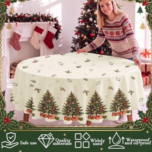 Ganeen 12 Pcs Vintage Colorful Xmas Tablecloth Round Plastic Snowflake - Image 4