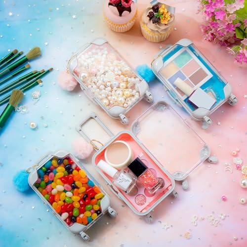VioraWhite 40 Pcs Mini Suitcase Empty Box and Plush Ball Set, Pink, Blue - Image 5