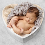 HOMSFOU Heart-Shaped Wooden Posing Case Newborn Photography Prop Small White Wooden Bed for Newborn Photo Shoot - Image 5