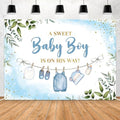 10x8ft Baby Shower Backdrop for Boy, A Sweet Baby Boy is On His Way Banner, Blue Greenery Baby Shower Decorations for Gender Reveal Party, Newborn Photo Background Photography Decor by Unknown