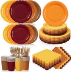 Zhehao 350 Pcs Orange Brown Fall Party Supplies Serve 50 Guests by Zhehao