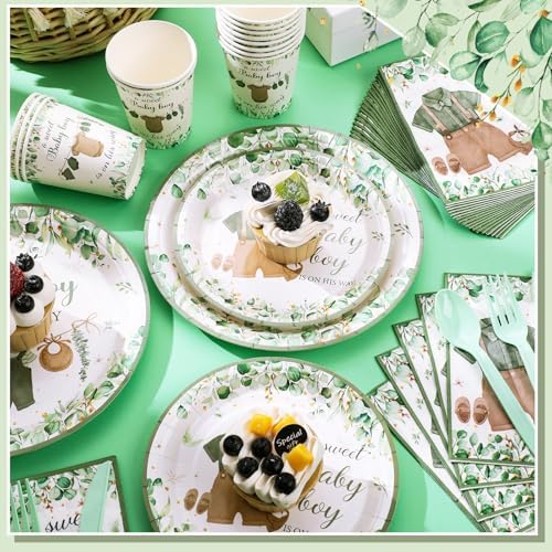 Dandat 350 Pcs Baby Shower Set, Boho, Green - Image 2